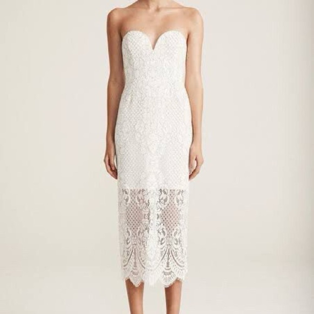 Shona Joy Bustier Lace Midi Dress